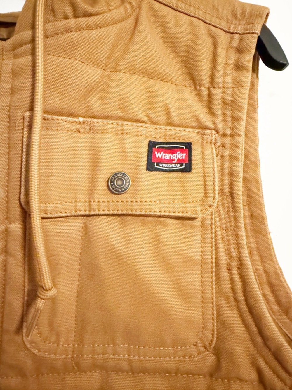 Wrangler Workwear Men's Brown Quilted Lined Hooded Duck Canvas Vest M - Picture 5 of 8